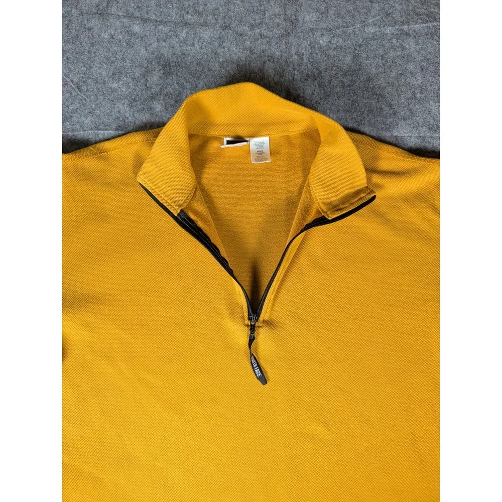The North Face Mens Yellow 1/4 Zip Fleece‎ Pullover Textured Waffle Knit Top